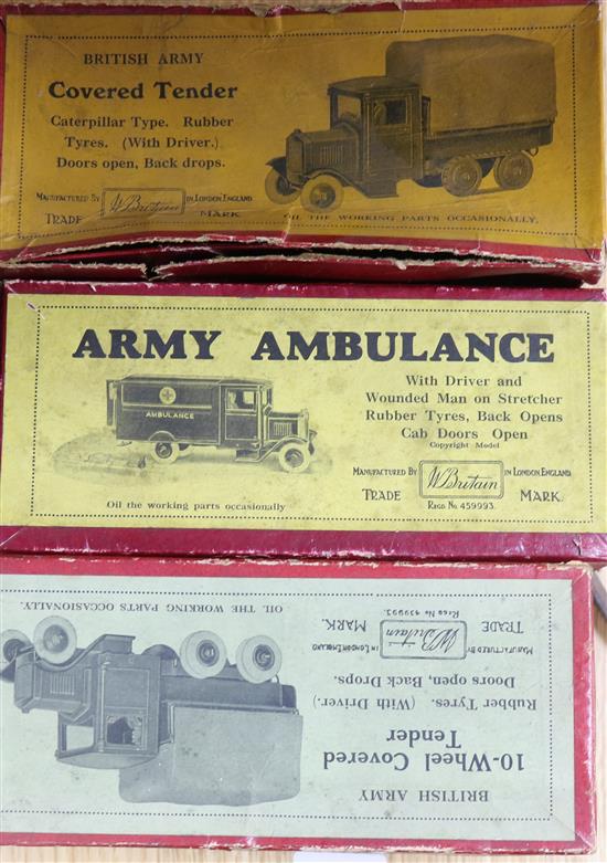 Three Britains military vehicles: